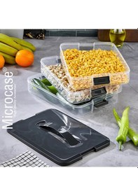 Resim Microcase 3 Çekmeceli Dikdörtgen Taşınabilir Erzak Bakliyat Yiyecek Saklama Kabı Kapaklı - Al5196 Siyah 