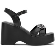 Resim Venüs 2311531y Kadın Hakiki Deri Dolgu Topuk Sandalet Siyah Siyah 