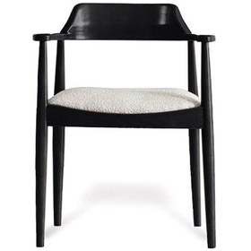 Resim Lines İskandinav Ahşap Sandalye Siyah - Beyaz 