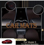 Resim Topnotch Tesla Model 3 2023-2025 Siyah Beyaz Kare Desen Kaymaz Xpe Tabanlık Tüm Hava Koşulları 
