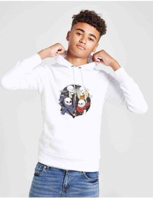 Resim Undertale Skull Os Baskılı Unisex Çocuk Kapüşonlu Beyaz Sweat 