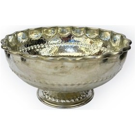 Resim Yüksek Ayaklı El Dövme Bakır Meyvelik, Salata Kasesi 