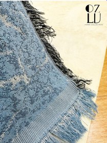 Resim Pamuklu Yeni Nesil Koltuk - Çekyat Örtüsü 170x220 Mermer Desen Açık Mavi Koltuk Şalı 