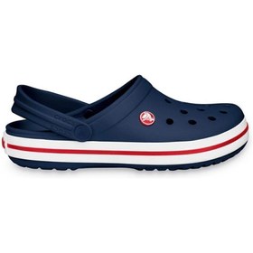 Resim Crocs Lacivert Unisex Crocband Kenarı Kırmızı Beyaz Çizgili Terlik 