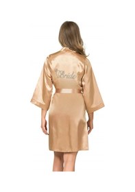 Resim Gold Kısa Saten Bride Sabahlık Gold 
