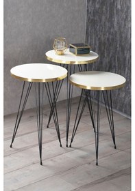 Resim Zigon Sehpa Ve Orta Sehpa Kr Set Siyah Tel Ayak Altın Beyaz Diğer 