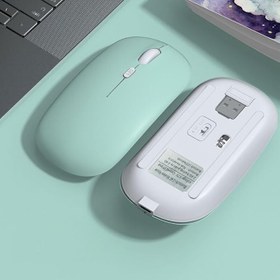 Resim Lenovo Tablet İle Uyumlu Şarj Edilebilir Sessiz Mouse Bluetooth + 2.4Hz Wifi Kablosuz Mouse Fare Turkuaz 