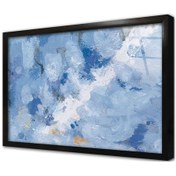 Resim Mavi ve Beyaz Soyut Çerçeveli Cam Tablo 