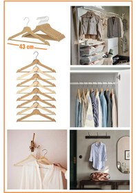 Resim Bumerang Ahşap Elbise Askısı, 43 Cm, 24 Adet Ahşap 