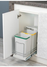 Resim Starax S-2392 Teleskopik Raylı Plastik Gövde Çöp Kovası 12+12 Lt 