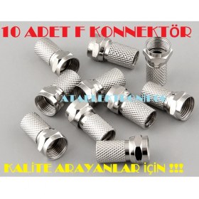 Resim Ata Elektronik F Konnektör Çanak Anten Uydu Kablosu Soketi Ucu Uç Jakı F Ef Fe Jack - 10 Adet 