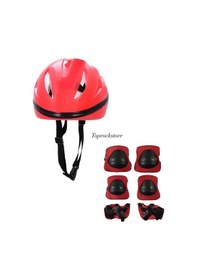 Resim Kask Dizlik Dirseklik Koruyucu Set 7 Parça Kırmızı 