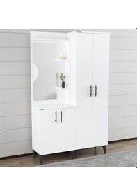 Resim Garaj Home Modern Aynalı Portmanto Vestiyer Çok Renkli 