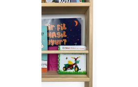 Resim Ahşap Adası Doğal Ahşap Montessori Çocuk Odası Kitaplığı 