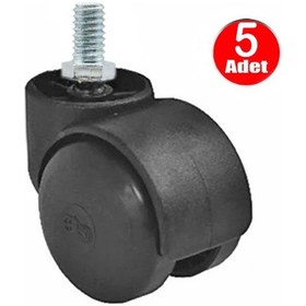 Resim Plastik Siyah Koltuk Tekeri Ofis Büro Sandalye Vidalı Tekerleği -5 Adet 