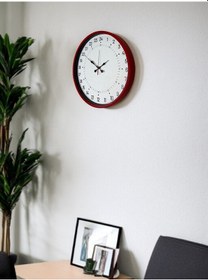 Resim 36 Cm Kırmızı 24 Saat Göstergeli Özel Tasarım Duvar Saati Açık 