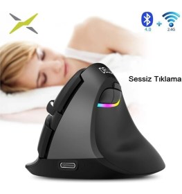 Resim Kenly Delux M618 Mini Bluetooth 4.0+ 2.4g Ergonomik Şarjlı Sessiz Rgb Mouse 