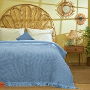 Resim Buca Yün Bedacta Çift Kişilik Yatak Örtüsü - Mavi - 220x240 cm 