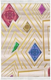 Resim Kaymaz Taban Djt Banyo Halı Star Pamuk Saçaklı Modern P1337 P1337P1-9, Çok Renkli, 80 x 150 