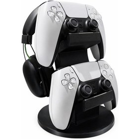 Resim Ps5 Dualsense Ve Kulaklık Standı Çift Katlı Düzenleyici Gamepad & Headset Masaüstü Organizer 