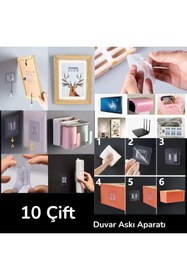 Resim tg tek-iş global 10 Çift Yapışkanlı Eşya Sabitleme Klipsi Çift Taraflı Geçmeli Askı Aparatı Pratik Sabitleyici Set 