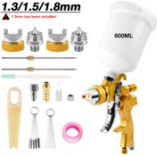 Resim 1 Takım Profesyonel HVLP Sprey Tabancası Seti, 1.3mm/1.5mm/1.8mm Nozullu Yüksek Atomizasyon Ayarlanabilir Pnömatik Yerçekimi Sprey Tabancası, Araba Boyası, Çitler, Duvarlar, Mobilyalar ve Paneller için Uygun 