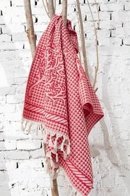 Resim Peştemal Mercan Desen, 90 * 170 Cm Kırmızı 