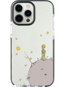 Resim shoptocase Iphone 14 Pro Max Uyumlu Lens Korumalı Anti Shock Küçük Prens Moon Tasarımlı Telefon Kılıfı 