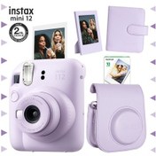 Resim Fujifilm Instax Mini 12 Fotoğraf Makinesi + 10'lu Film + Çerçeve + + Kare Albüm + Deri Kılıf Seti Lila 