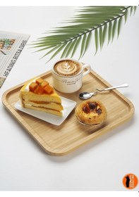 Resim 6 Adet Bambu Kare Servis Tabağı, Sunum Seti 20x20 Cm Ahşap 