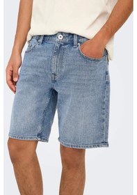 Resim Only & Sons Erkek Onsweft Regular Fit Jean Şort 22032927 Mavi Mavi 
