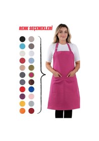 Resim Sevilya Simple Ayar Askılı Mutfak Önlüğü Fuşya 