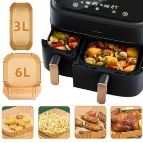 Resim 50/100 adet Yükseltilmiş Hava Fritözü Kağıdı, Çift Kullanımlı Tek Kullanımlı Hava Fritözü Kağıdı, Harika Bir Mutfak Eşyası. 