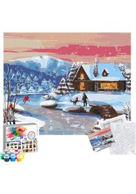 Resim Sayılarla Boyama Seti 40 X 50 Cm Tuval Şasesine Gerili Karlı Manzaram 