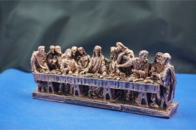 Resim Son Akşam Yemeği Biblo Heykel - Ev Ofis Dekoratif Hediyelik Aksesuar 30x13 Cm Bronz 