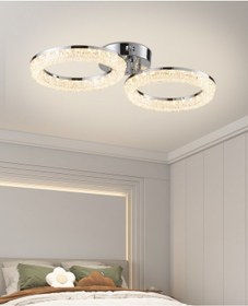 Resim Gomez 2'li Krom 3 Renkli Modern Plafonyer Led Avize Krom 