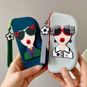 Resim 1 adet Sevimli Çiçek Desenli Silikon Makyaj Çantası - Taşınabilir Ruj ve Para Çantası ile Tutma Kolu, Çok Fonksiyonlu Gözlük Torbası, Kozmetik Depolama | Eğlenceli Aksesuar | Dayanıklı Fermuar Kapatma 