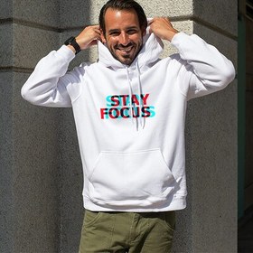 Resim Erkeğe Özel Stay Focus Tasarımlı Kapşonlu Sweatshirt 