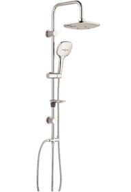 Resim T MAY Banyo Çınar Robot Kare Tepe Duş Takımı Seti Krom Paslanmaz 