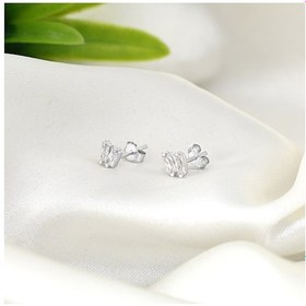 Resim 925 ayar Gümüş Rodyum kaplama 2 Baget taşlı küpe 