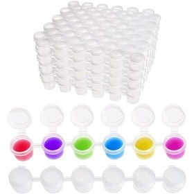 Resim Lasonstiges 50 Şerit Boya Kapları300 Tencere 2ml/0.07oz Sınıf Resim Festivalleri İçin Kapaklı Boş Bardaklar 