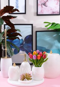 Resim MIARIK DESIGN & DEKORASYON Dekoratif Mermer Banyo Seti Takımı 7 Li Aksesuar Detaylı Tasarım Set 