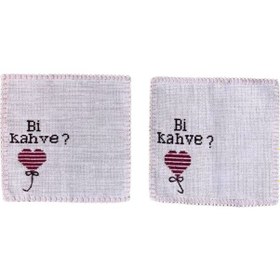 Resim Uretti - Delal 4898 3637 El Yapımı İşlemeli 2'li Kahve Sunum Peçetesi Pembe 