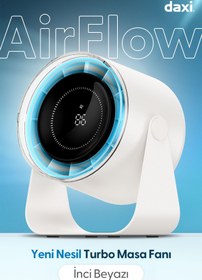 Resim Daxi Airflow Af02 Yeni Nesil Şarjlı Turbo Masa Fanı, Ultra Güçlü Hava Akışı, 100 Kademeli, 16x19cm 