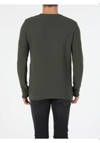 Resim Colin's Colins Slim Fit Bisiklet Yaka Erkek Haki Kazak 