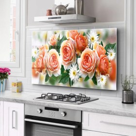 Resim Olinpa Ocak Arkası Cam Koruyucu Tezgah Ankastre Arkası Koruyucu 76X50 cm | 