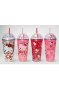 Resim Mepura Sevimli Hello Kitty Işıklı Pipetli Boncuklu Suluk & Bardak 400 ml ALK3145 