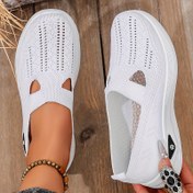 Resim Kadınlar İçin Nefes Alabilir Slip-On Sneaker - Hafif Örgü Günlük Ayakkabı, Kemer Destekli, Makinede Yıkanabilir PVC Taban & Her Mevsim Rahatlığı, Delikli Tasarım, Yastıklı Konfor, Minimalist Tarz, Kumaş Astarlı, Günlük Kullanım 