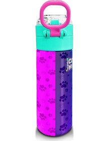 Resim Coral High Kids Mor Pembe Köpek Desenli Pipetli Ve Direkt İçim Çelik Termos 500 Ml 31813 Mor - Açık Pembe 