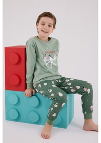 Resim Rolypoly Erkek Çocuk Yeşil Pijama Takımı 5274-48662 Yeşil 